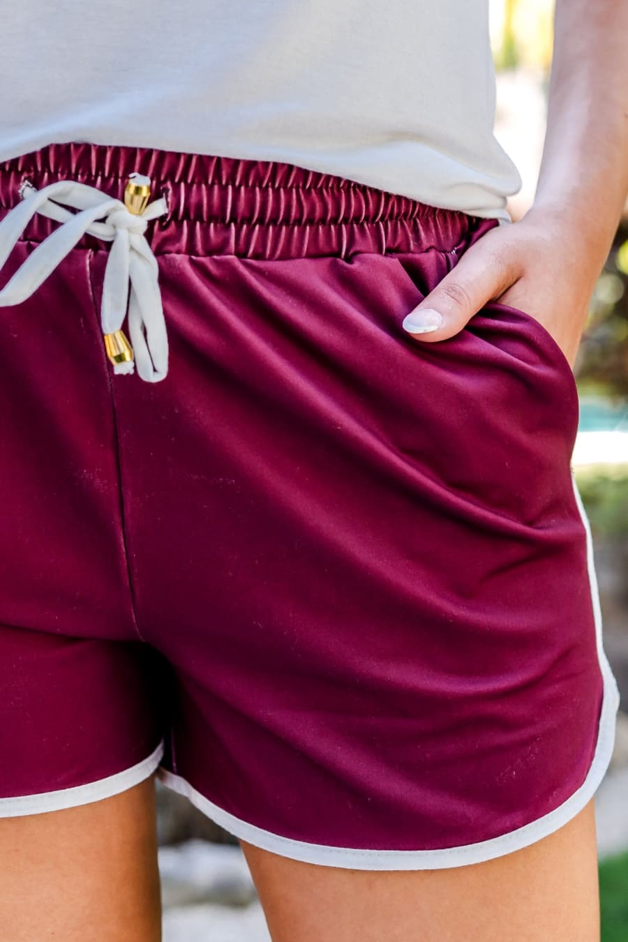 True Maroon Drawstring Everyday Shorts