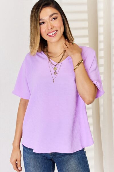 Zenana Lavender Texture Short Sleeve T-Shirt S-XL