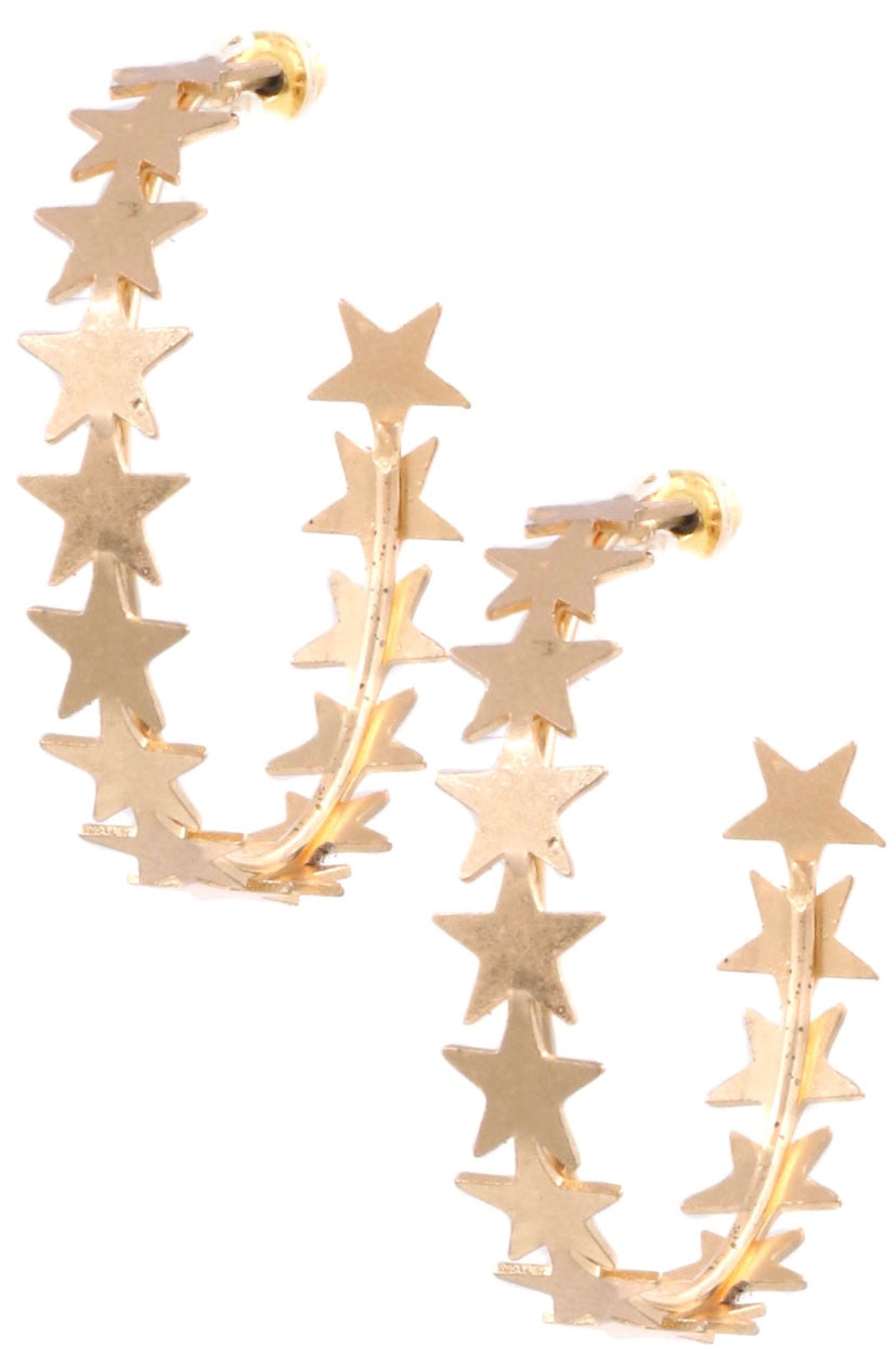 Gold Metal Star Hoop Earring